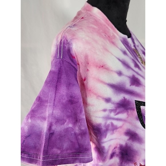 Purple Pink Tie Dye Hipster Unicorn Glitter Graphic Large T Shirt Fantasy Magic - Picture 5 of 10